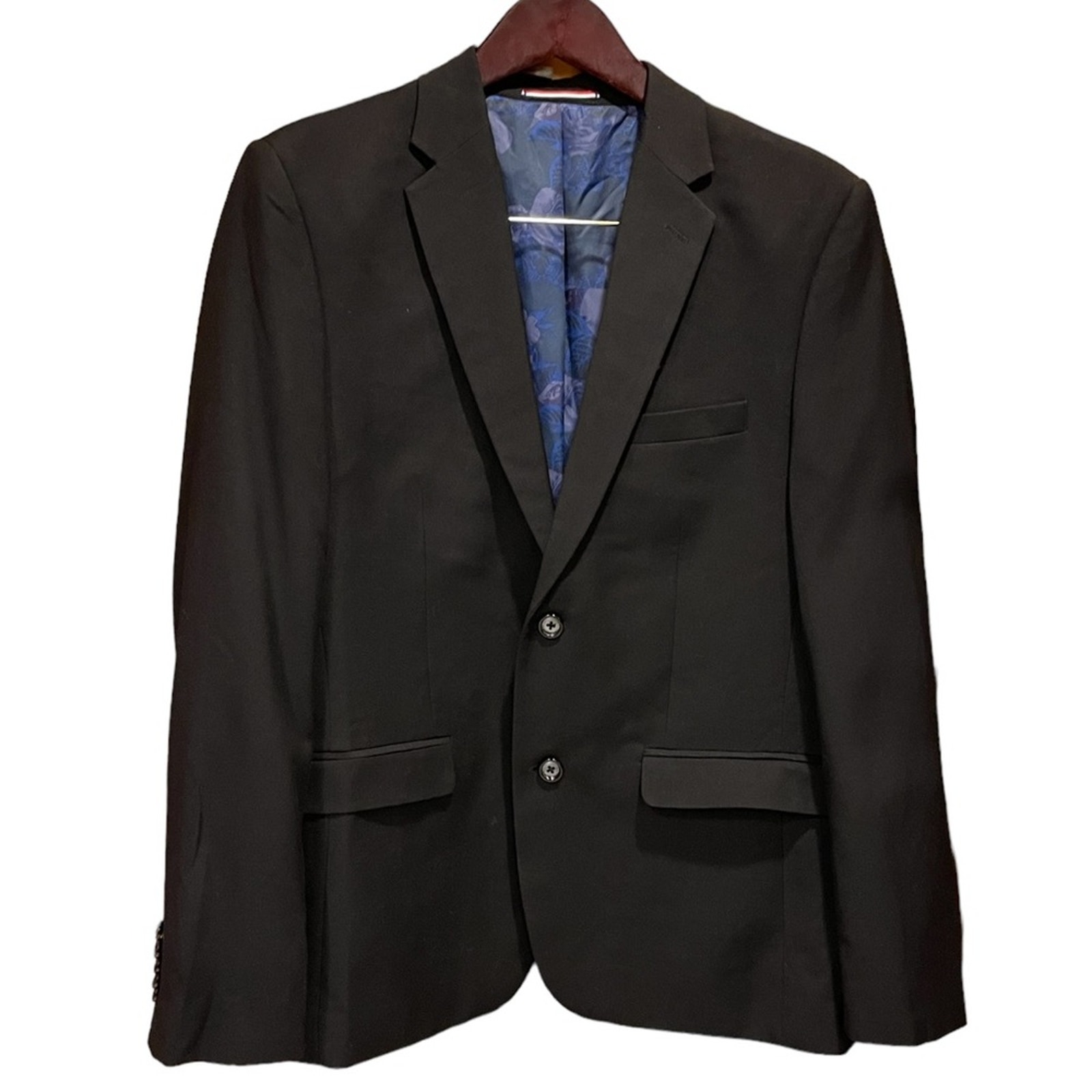 Soul Of London Mens Suit Jacket Sport Coat Black Slim Fit 7" Drop Men 44r Nwt